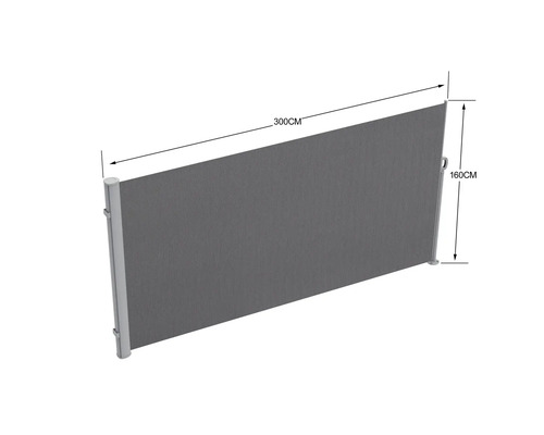 Uittrekbare zijluifel met een lengte van 300 cm en een hoogte van 160 cm.