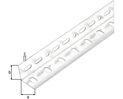 Metalen hoekprofiel met maatindicaties