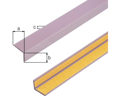 Kunststof hoekprofiel met afmetingen a, b en c