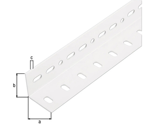 Geperforeerde hoek van metaal met maatgegevens