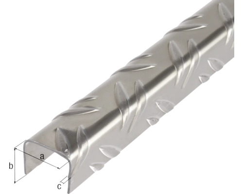 U-profiel van metaal met tranenplaatmotief