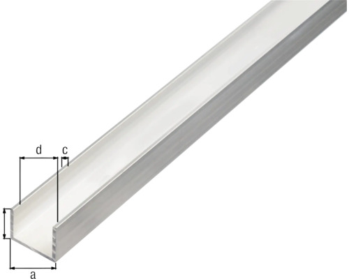 Aluminium U-profiel met afmetingen