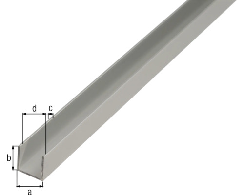 Aluminium U-profiel met afmetingen