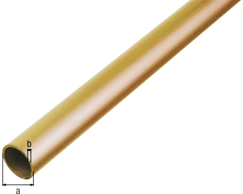 Koperen buis met afmetingen a en b