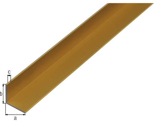 Hoekprofiel met afmetingen a, b, c