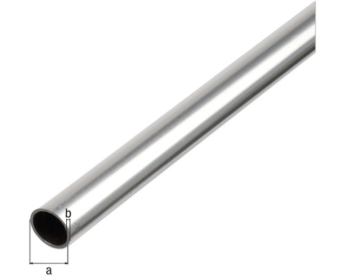 Metalen buis met de aanduidingen a en b om de buisdiameters aan te geven