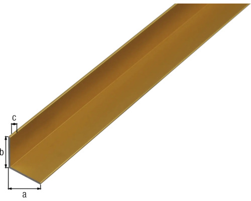 Metalen hoekprofiel met afmetingen a, b en c