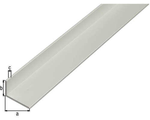 Hoekprofiel met maatvoering a, b, c.