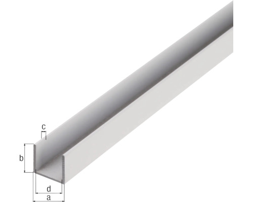 Metalen U-profiel met maatvoering