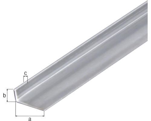 Hoekprofiel met maatvoering a, b, c