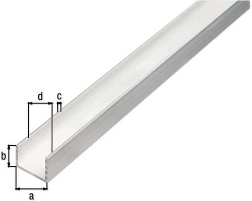 Aluminium U-profiel met afmetingen