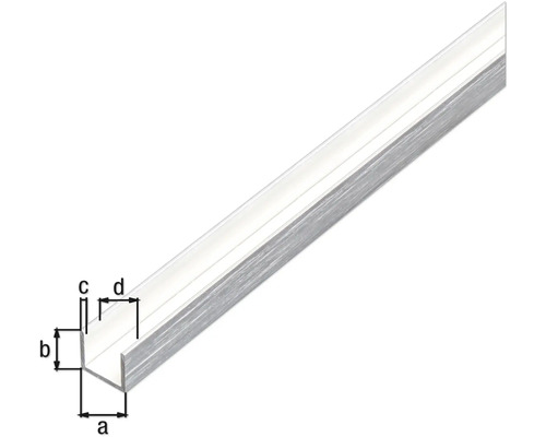 U-profiel van metaal met maataanduidingen
