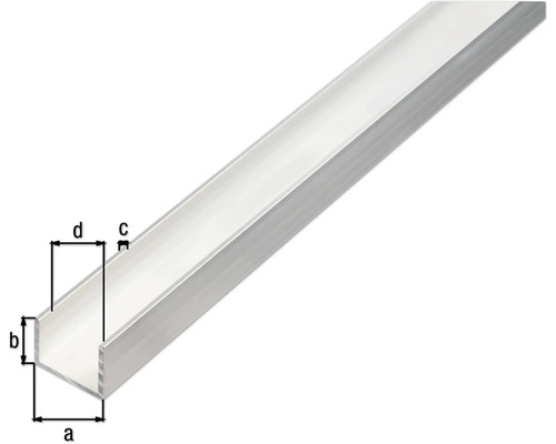 Aluminium U-profiel met afmetingen
