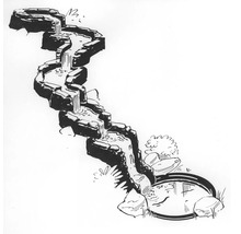 Illustratie van een meerlagige waterval met bassin