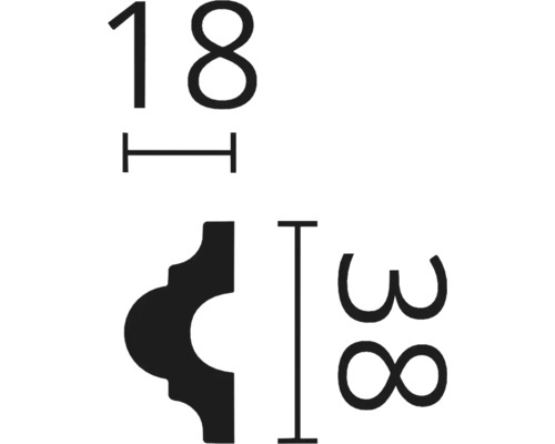 Afmetingen profiellijst 18x38 millimeter