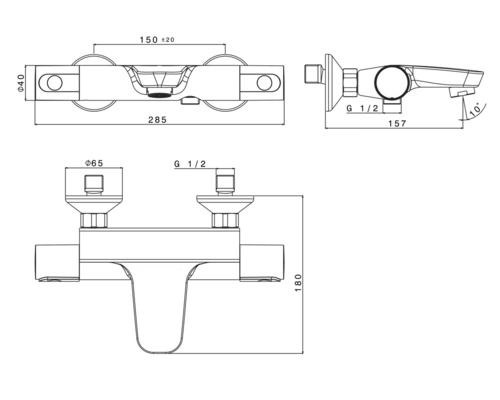 Technische tekening van een kraan met maataanduidingen
