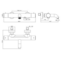 AVITAL Bad thermostaatkraan met omsteller en ProTherm technologie Padola geborsteld nikkel-thumb-2