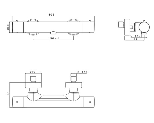 Technische tekening van een kraan met maatvoering
