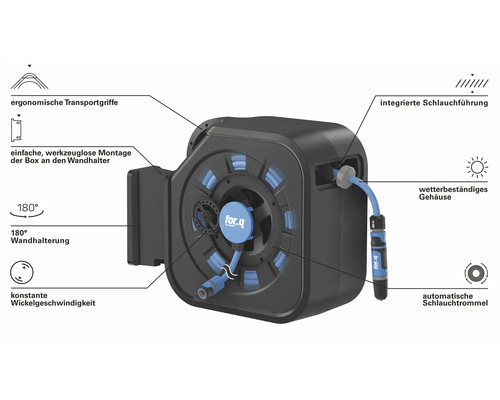 Automatische haspel met weerbestendige behuizing en ergonomische handgrepen