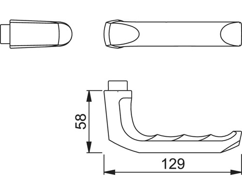 Technische tekening van een meubelgreep met afmetingen
