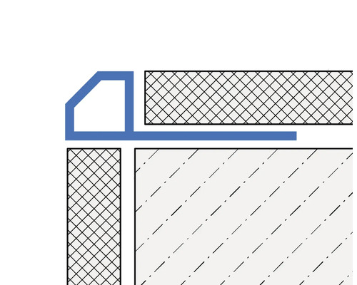 Detailaanzicht van een profiel voor het afwerken van wandtegels