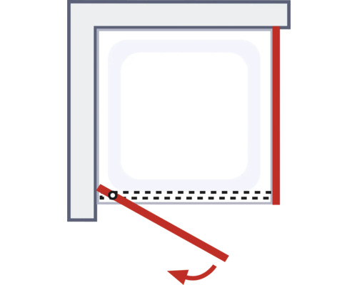 Draaibare douchewand mechanisme illustratie