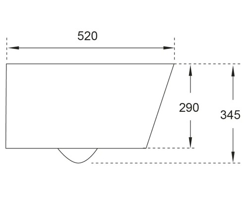Technische tekening met de afmetingen 520, 290 en 345.
