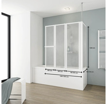 Badwand met afmetingen in de badkamer