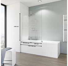 Badwand met afmetingen van 1400 mm hoogte, 590 tot 610 mm en 530 mm breedte