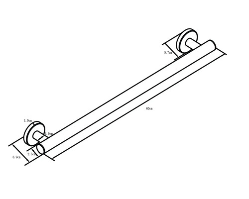 Technische tekening van een handdoekhouder met afmetingen
