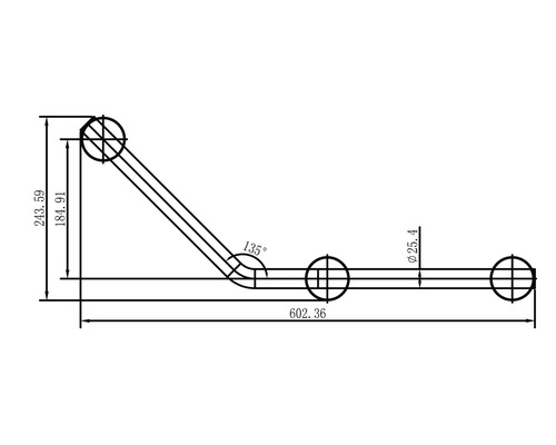 Technische tekening van een steungreep met afmetingen