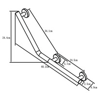 Technische tekening van een steunbeugel met maatvoering