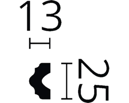 Technische tekening met afmetingen 13 en 25