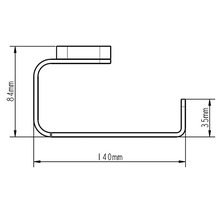Technische tekening van een toiletpapierhouder met afmetingen