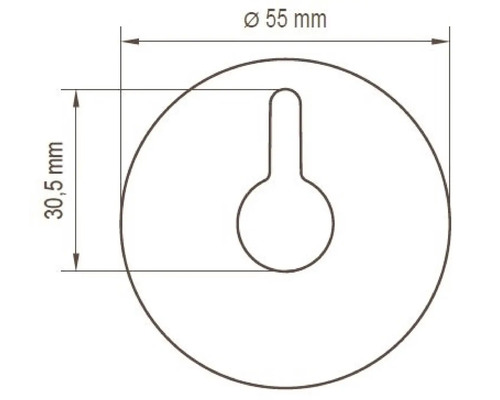Technische tekening van een ronde hanger met afmetingen van 55 millimeter diameter en 30,5 millimeter hoogte
