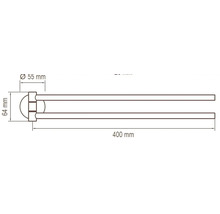 Technische tekening van een 400 millimeter lange handdoekhouder met maataanduidingen