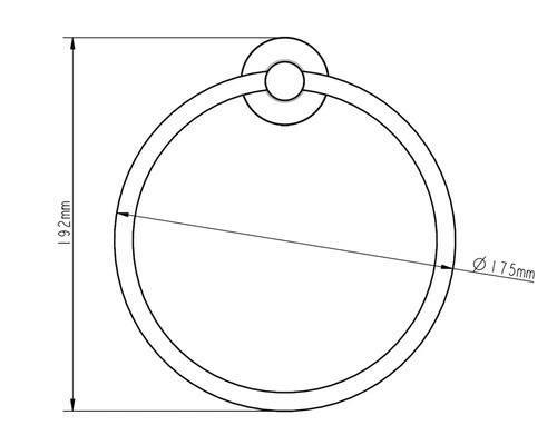 Technische tekening van een handdoekring met de afmetingen 192 millimeter hoog en 175 millimeter diameter