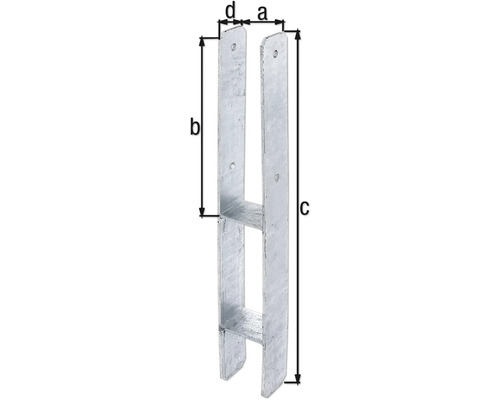Metalen paalhouder met afmetingen