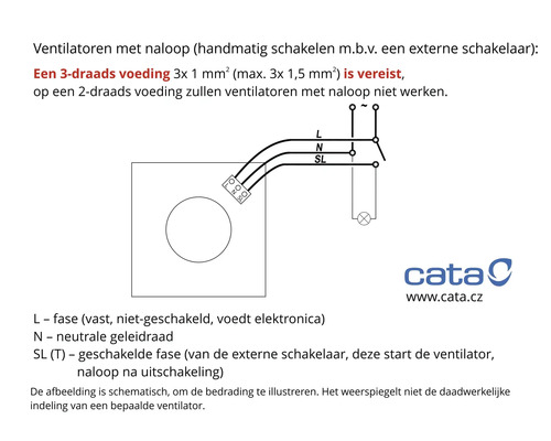 Schakelschema voor ventilatoren met naloop