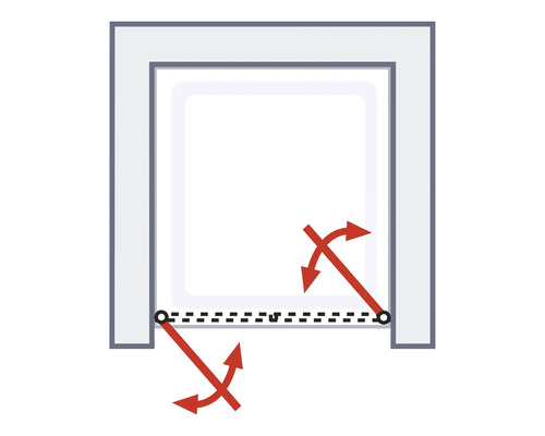 Illustratie van een schuifdeurfunctie met pijlen die de beweging aangeven