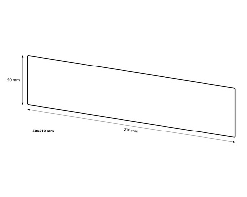 Tekening van een product met de afmetingen 50x210 millimeter