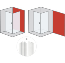 Hoekdouchecabine met zijwand en wandprofielen