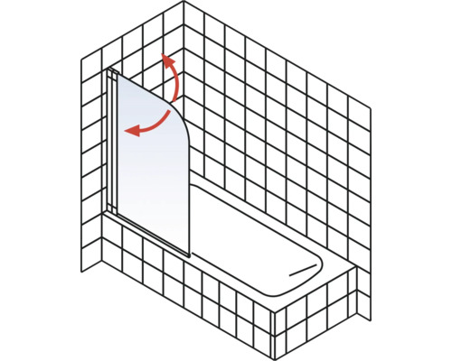 Badwand met zwenkfunctie in badkameromgeving