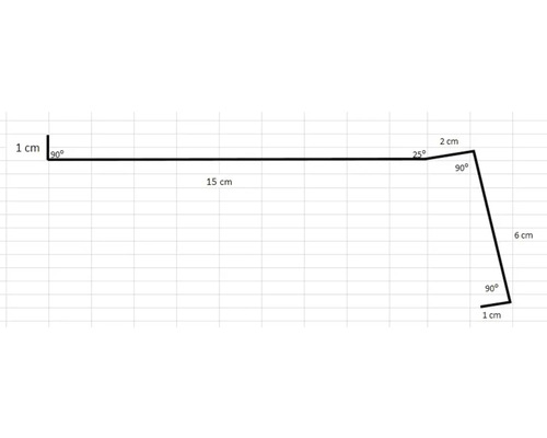 Technische tekening met afmetingen: 1 cm, 15 cm, 2 cm, 6 cm.