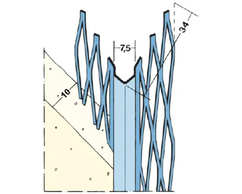 Illustratie van een dilatatievoeg met maataanduidingen