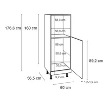 OPTIFIT Bakoven/koelombouwkast tbv 88 cm inbouwkoelkast Jonte984 antraciet 60x58,4x176,6 cm