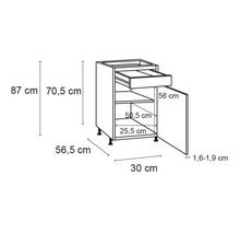 OPTIFIT Onderkast met schuiflade en draaideur Bengt932 wit 30x58,4x87 cm