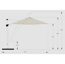 SOLUNA Zweefparasol Orléans met kruisvoetstandaard ecru Ø 300 cm-thumb-16