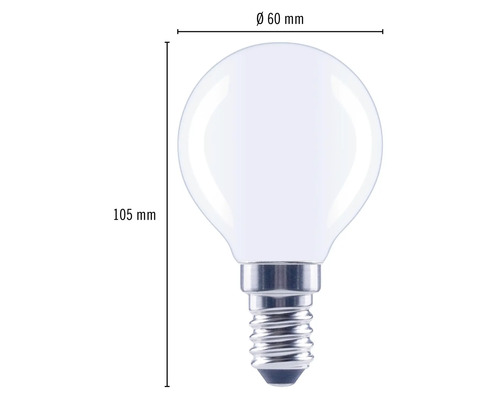 Gloeilamp met E14 fitting, 60 mm diameter en 105 mm hoogte