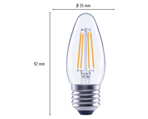 Kaarslamp met afmetingen 92 millimeter bij 35 millimeter